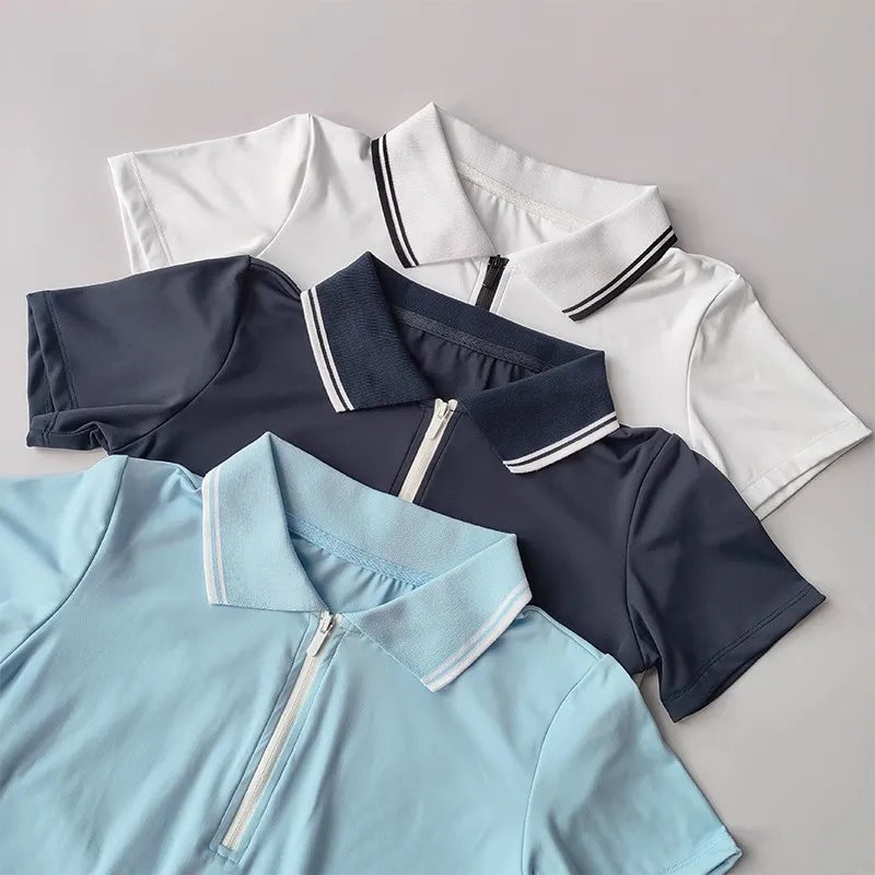 Women's Tennis Outfit Set Short-Sleeved Polo Shirt & Pleated Anti-Glare Skirt Sports Top for All-Season Outwear - Buy online at  Vibe In Cart.