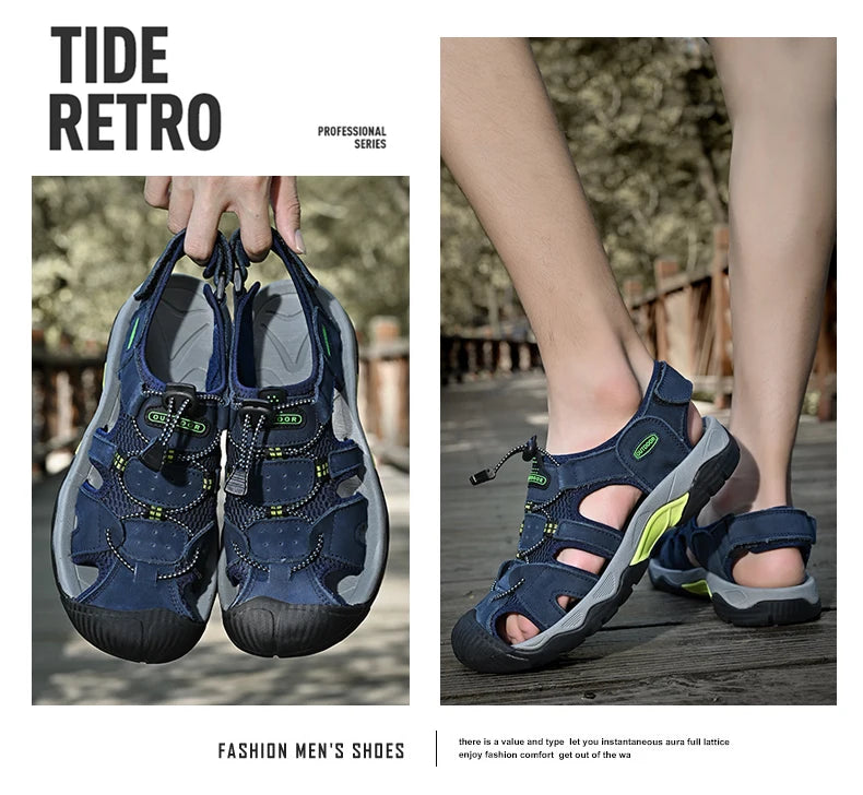 Summer Men's Sandals Classic Genuine Leather Sandals Fashion Outdoor Hiking Shoes Light  Breathable Non-slip Sneakers 38-48 - Buy online at  Vibe In Cart.