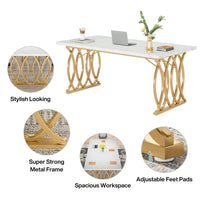 Modern Wooden Office Desk with Metal Legs, 70.9 Inches