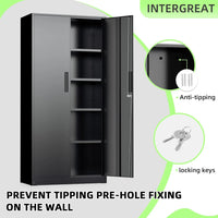 71" H Garage Storage Cabinet with Wheels,Metal Cabinets with 4 Adjustable Shelves and 2 Locking Doors for Garage,Home,Office - Buy online at  Vibe In Cart.