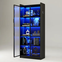 65" LED Display Cabinet with Sensor, Adjustable Shelves for Collectibles, Black Storage Case - Buy online at  Vibe In Cart.