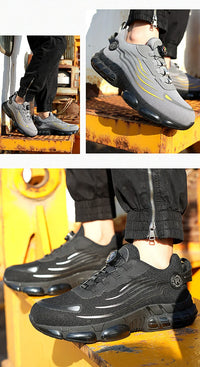 Rotary Button Safety Shoes Men Steel Toe Sneakers Puncture Proof Work Safety Boots Air Cushion Sport Work Shoes Anti-smash Boots - Buy online at  Vibe In Cart.