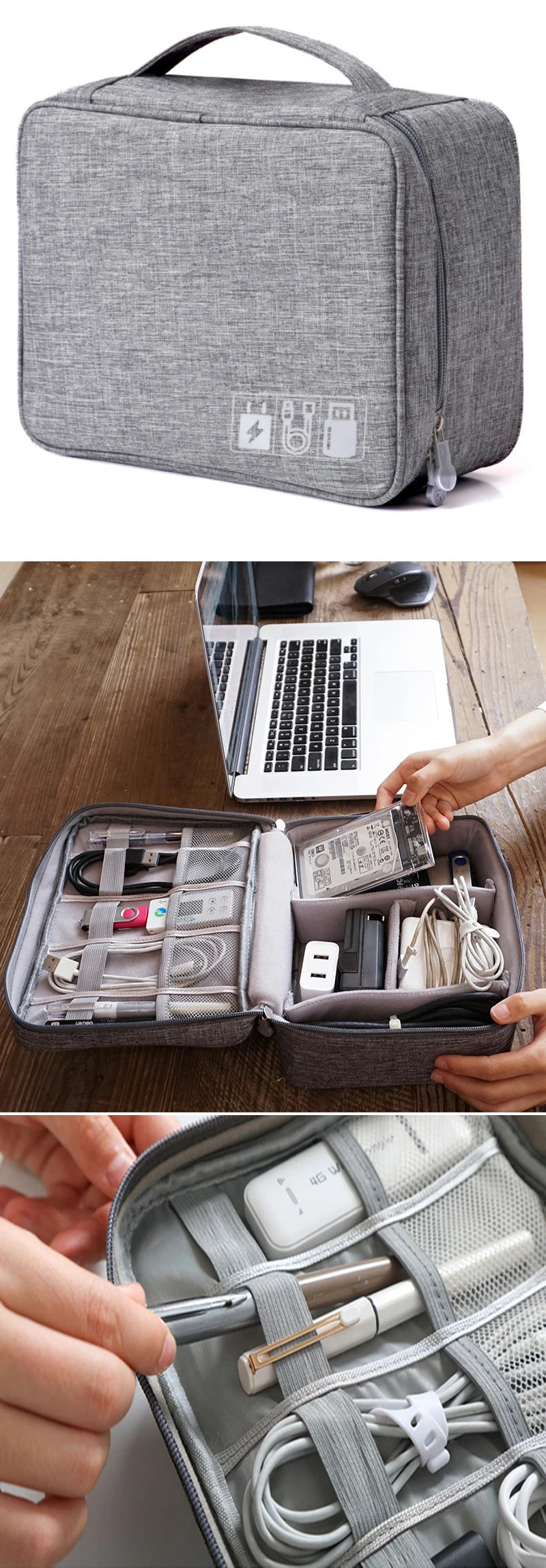 Folding Oxford Material Cable Storage Bag for Travel