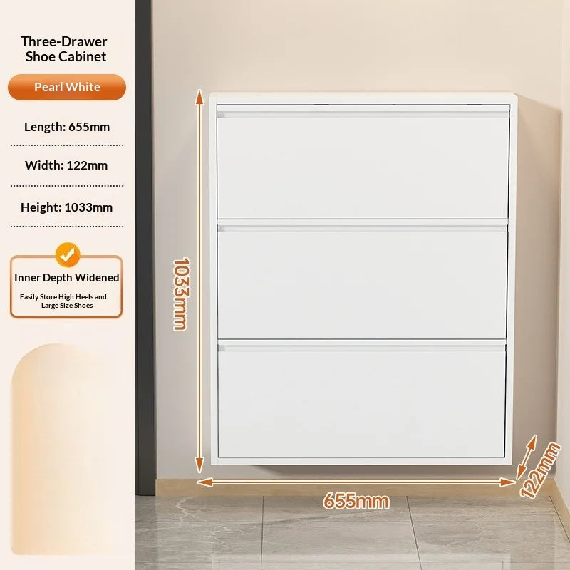 Slim Steel Shoe Cabinet Ultra Thin Shoe Storage Rack Shoe Organizer Entryway Hallway Narrow Space Saving Flip Door Storage Rack - Buy online at  Vibe In Cart.