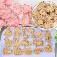 8 Pcs/set Cookie Cutters Plastic 3D Cute Cartoon Pressable Biscuit Mold Cookie Stamp Kitchen Baking Pastry Bakeware - Buy online at  Vibe In Cart.