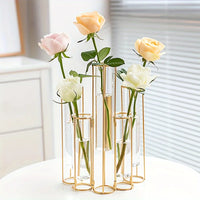 Test Tube Vase with 5 Test Tubes, Gold Vase for Centerpiece, Gold Vase with Metal Stand, Glass Vase for Wedding Home Decoration - Buy online at  Vibe In Cart.