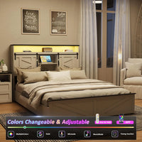 Vabches Bed Frame Queen with 4 Drawer&Storage Headboard Platform Bed Frame with LED Light& Power Strip&Sliding Barn Door Bedroom - Buy online at  Vibe In Cart.