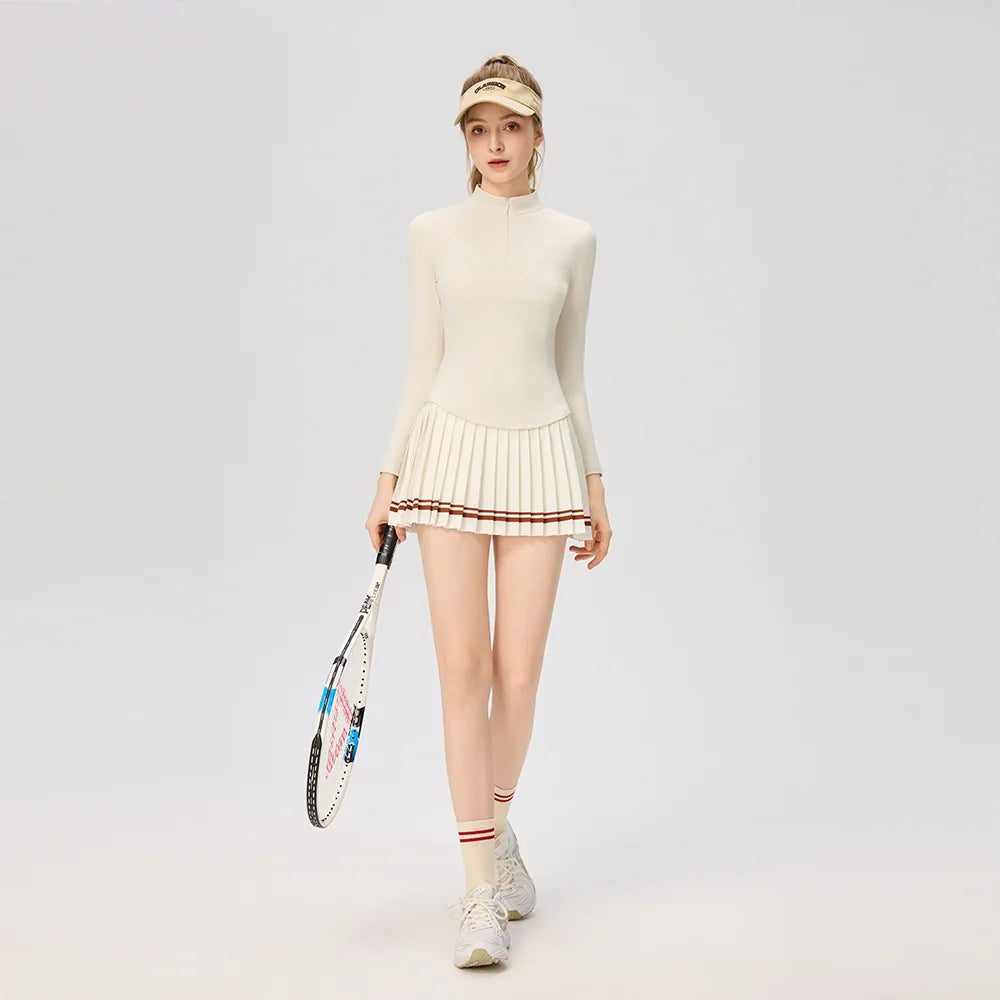 Women's Long Sleeve Athletic Shirts with Zipper Collar