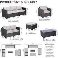 Patio Furniture Sets 7 Pieces Outdoor Furniture Sectional Patio Couches Set with Storage Table Light Grey Cushions - Buy online at  Vibe In Cart.