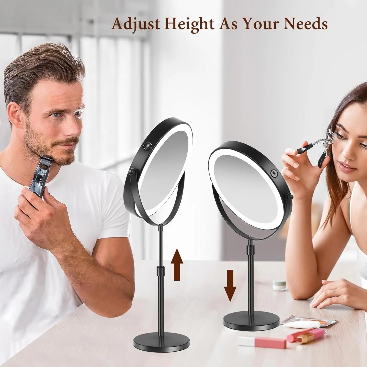 8 Inch Makeup Mirror With Light Lamp 10X Magnification 3 Color Lights,Adjustable Brightness Height Standing Cosmetic Mirror - Buy online at  Vibe In Cart.