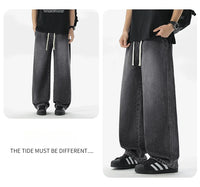 Men's Jeans American Loose Wide-leg Loose Straight Casual Trousers Street Hip-hop Baggy Jeans Black Grey  Blue Streetwear Men - Buy online at  Vibe In Cart.