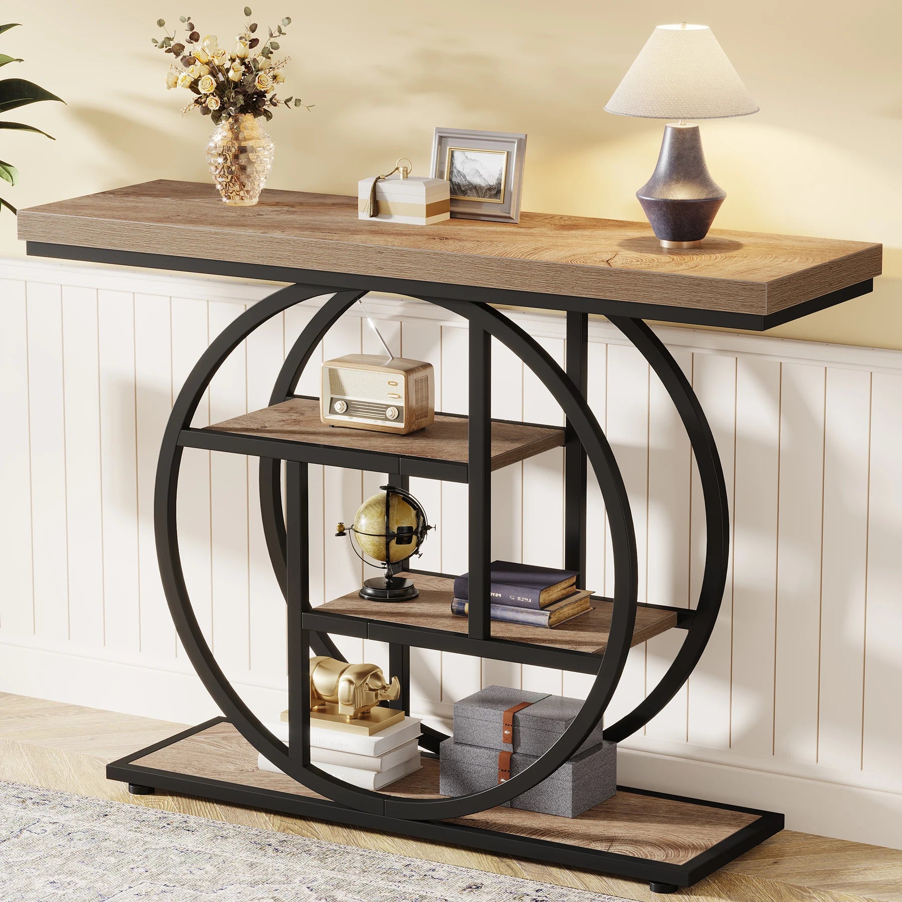 4-Tier Industrial Console Table, 41.3-Inch Metal for Entryway