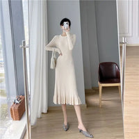 Women's Mid-Calf Pullover Dress with Flounced Edge, Cotton Blend