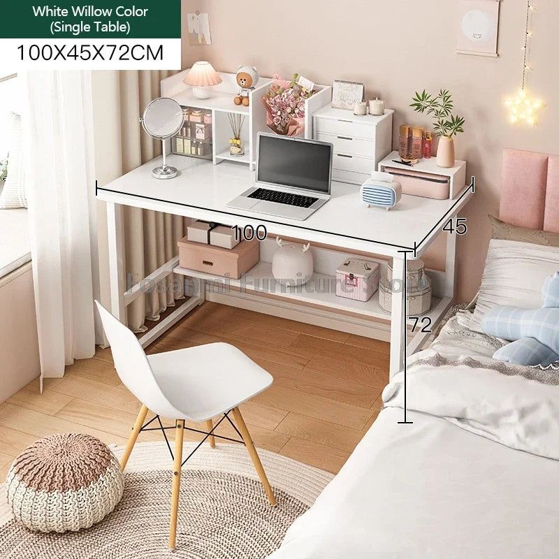 Sturdy Room Students Study Table Wide Desktop Rounded Corners Office Computer Desk With Storage Layer Simple Home Gaming Desk - Buy online at  Vibe In Cart.