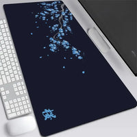 XXL Gray Rubber and Cloth Mouse Pad with Cherry Blossom Design