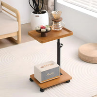 Wooden Rectangle Coffee Table for Living Room with Wheels