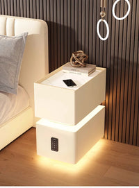Creative 25cm Smart Bedside Table with Sensor Light Nordic Style Storage Cabinet Bedroom Nightstand with Wireless Charging - Buy online at  Vibe In Cart.