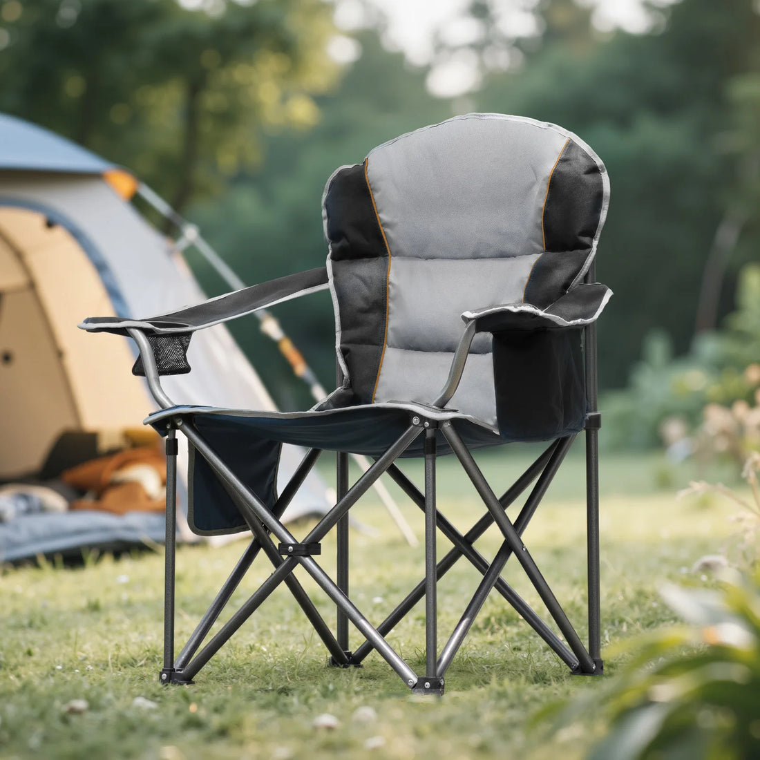 JHK Heavy Duty Camping Chair 450lbs Capacity Portable Folding Chair with Cup Holder Sturdy Steel Frame Outdoor Chair for Camping - Buy online at  Vibe In Cart.