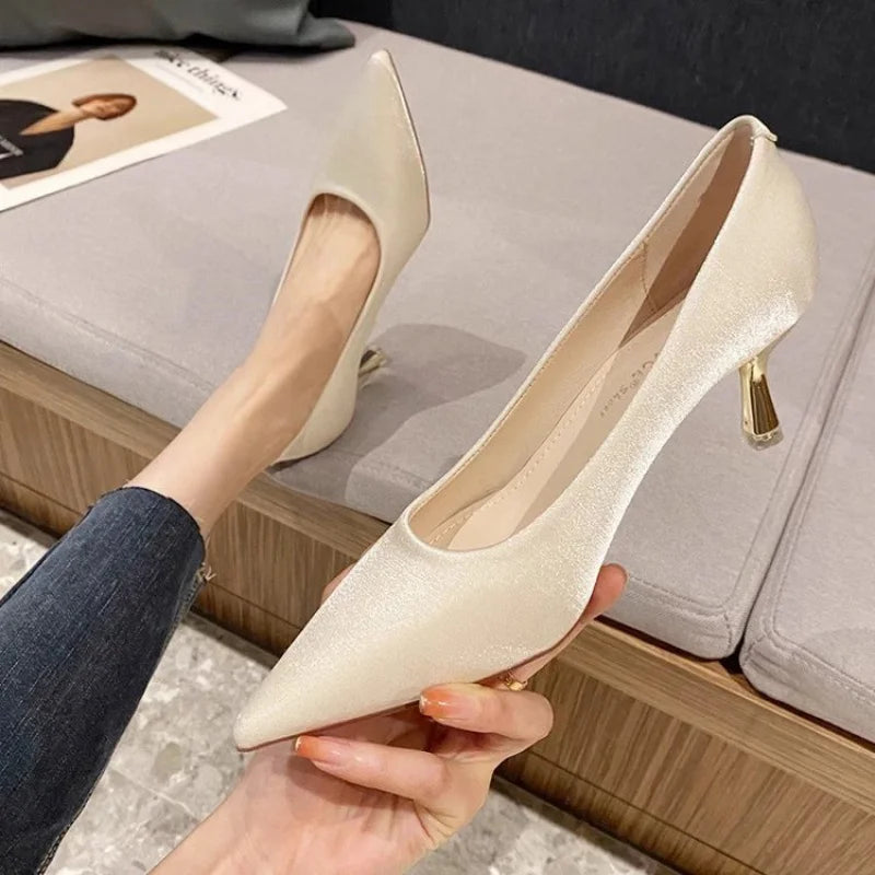Women's French Style Pointed Toe High Heels for Autumn/Winter - Shallow Cut Stiletto Pumps,Retro Commuter Dress Shoes - Buy online at  Vibe In Cart.