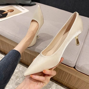 Women's French Style Pointed Toe High Heels for Autumn/Winter - Shallow Cut Stiletto Pumps,Retro Commuter Dress Shoes - Buy online at  Vibe In Cart.