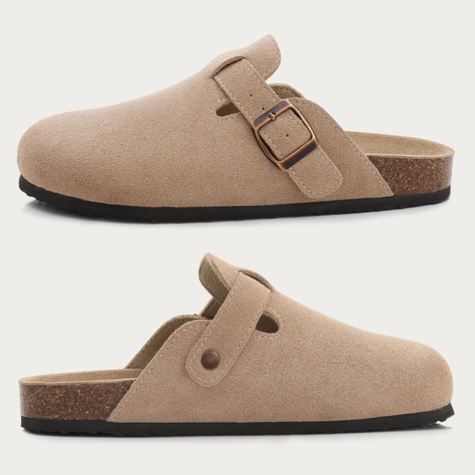 Evshine Men's Cow Suede Clogs with Arch Support Leather Mules Comfort Fashion Potato Shoe Women Cork Footbed Genuine Suede Clogs - Buy online at  Vibe In Cart.