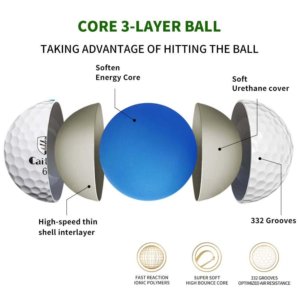 Caiton 50pcs 3-Layer Golf Balls - 332 Dimple, Max Distance, Spin Control, Durable, Accurate - Ideal for Training & Play - Buy online at  Vibe In Cart.