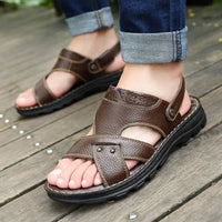 Summer Men Leather Sandals Genuine Leather Non-slip Men Shoes Slippers Outdoor Thick-soled Beach Shoes Comfor Soft Men sandalias - Buy online at  Vibe In Cart.