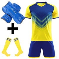 Men's and Boys' Polyester Football Jersey Set with Socks and Shin Guards
