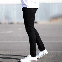 Spring Mens Black Blue Pants Pure Color Stretch Jeans Street Casual Slim Fit Trousers Male Vintage Wash Skinny Jeans for Men - Buy online at  Vibe In Cart.