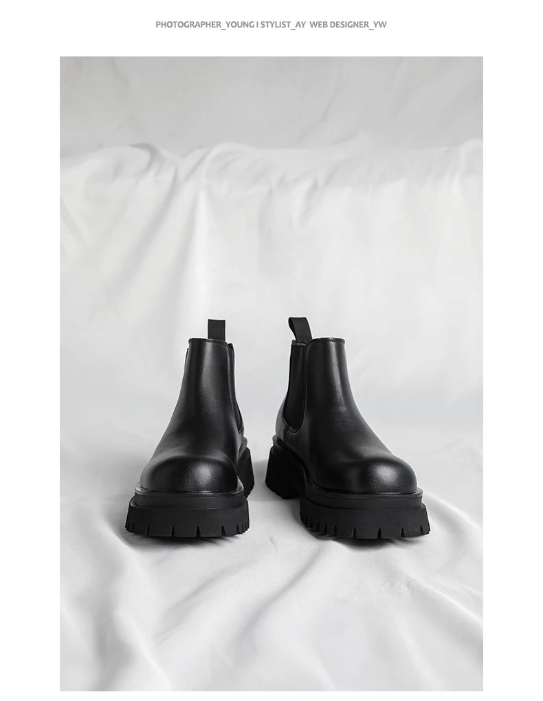 Men's Versatile Casual British Style Heightening Chelsea Boots, Paired with Trendy and Simple Ankle Boots for Outerwear. - Buy online at  Vibe In Cart.