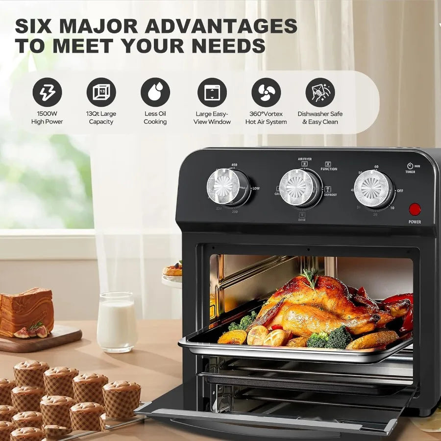 13 Quart 4 Slices Air Fryer Convection Toaster Oven with 1500W Power Multifunctional Kitchen Appliance for Air Frying Grilling - Buy online at  Vibe In Cart.