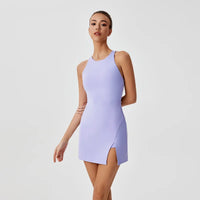 Women's Sleeveless Knee-Length Quick-Dry Sports Dress in Nylon and Elastane