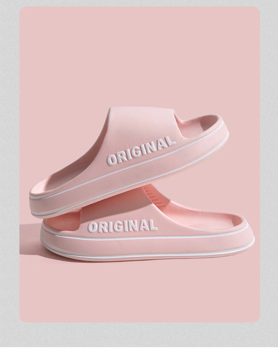 Couple Sandals Women Mens Letter Slippers Beach Slides Summer Anti Slip Thick Sole Indoor Bathroom Solid Color Shoes - Buy online at  Vibe In Cart.