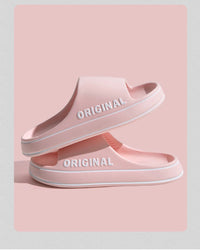 Couple Sandals Women Mens Letter Slippers Beach Slides Summer Anti Slip Thick Sole Indoor Bathroom Solid Color Shoes - Buy online at  Vibe In Cart.