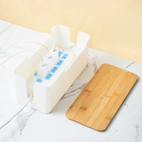 Wooden Cable Organizer Box for Desk Wire Management