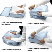 Foldable Polyester Compression Packing Bag for Clothes and Travel Storage, 1-10 Pieces