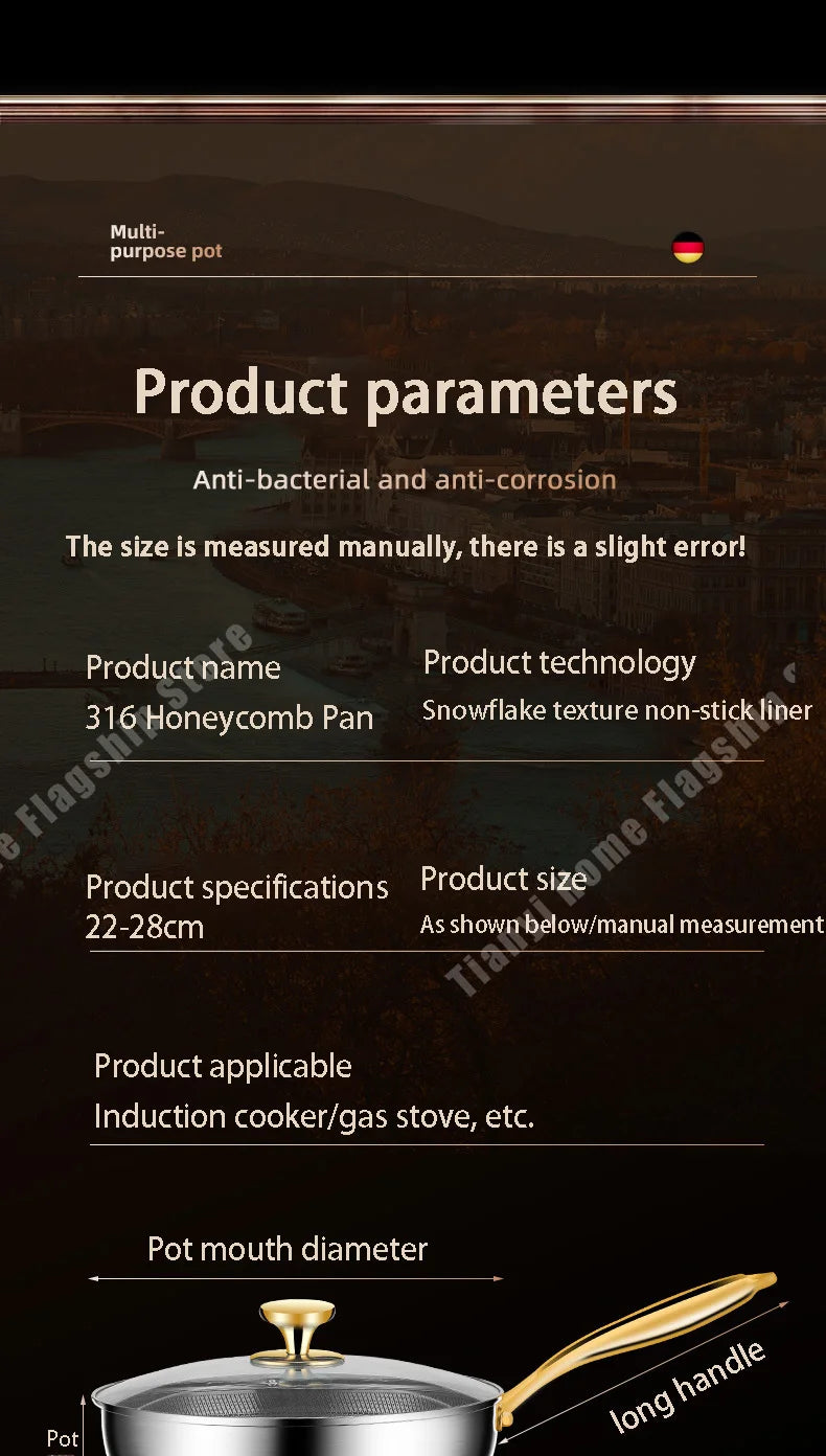 Stainless Steel 28cm Non-Stick Wok for Gas and Induction