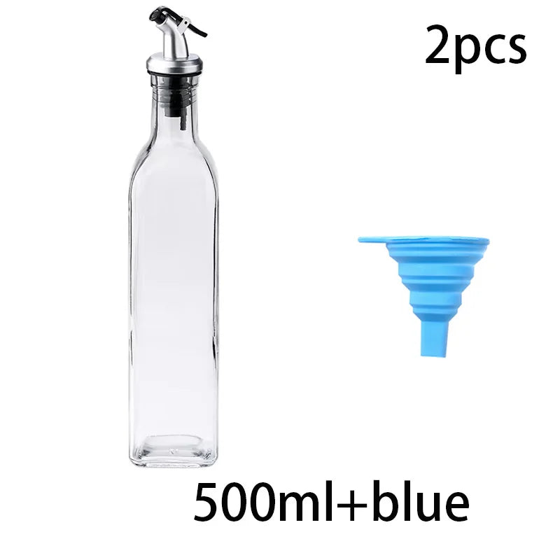 Glass Olive Oil Dispenser Bottle with Silicone Funnel for Kitchen