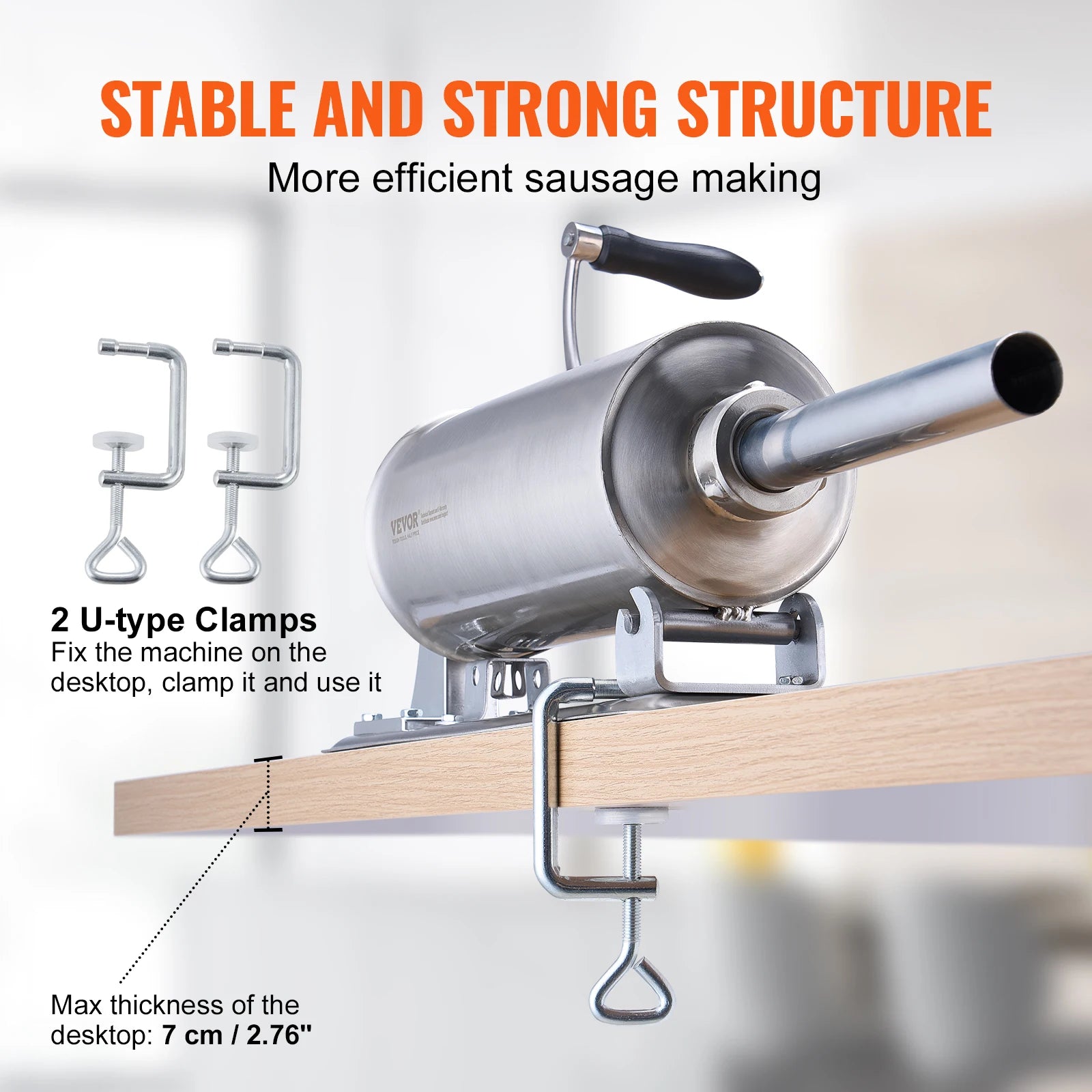 SucceBuy 2.5L Manual Sausage Stuffer Food-Grade Stainless Steel & 8 Stuffing Tubes for Home Kitchen Restaurant Commercial - Buy online at  Vibe In Cart.