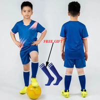 Boys' Polyester Soccer Uniform Set with Jersey, Tracksuit and Socks