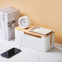 Rectangular Plastic Storage Box with Bamboo for Wires, 1 Piece