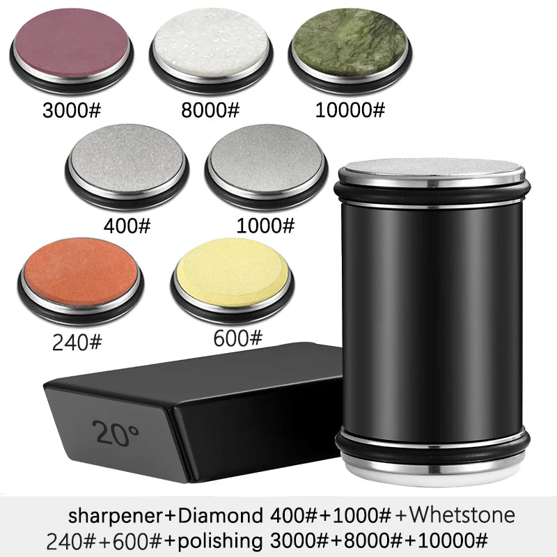 Rolling Knife Sharpener Double Sided Diamond Stone 15/20 Degree Angle