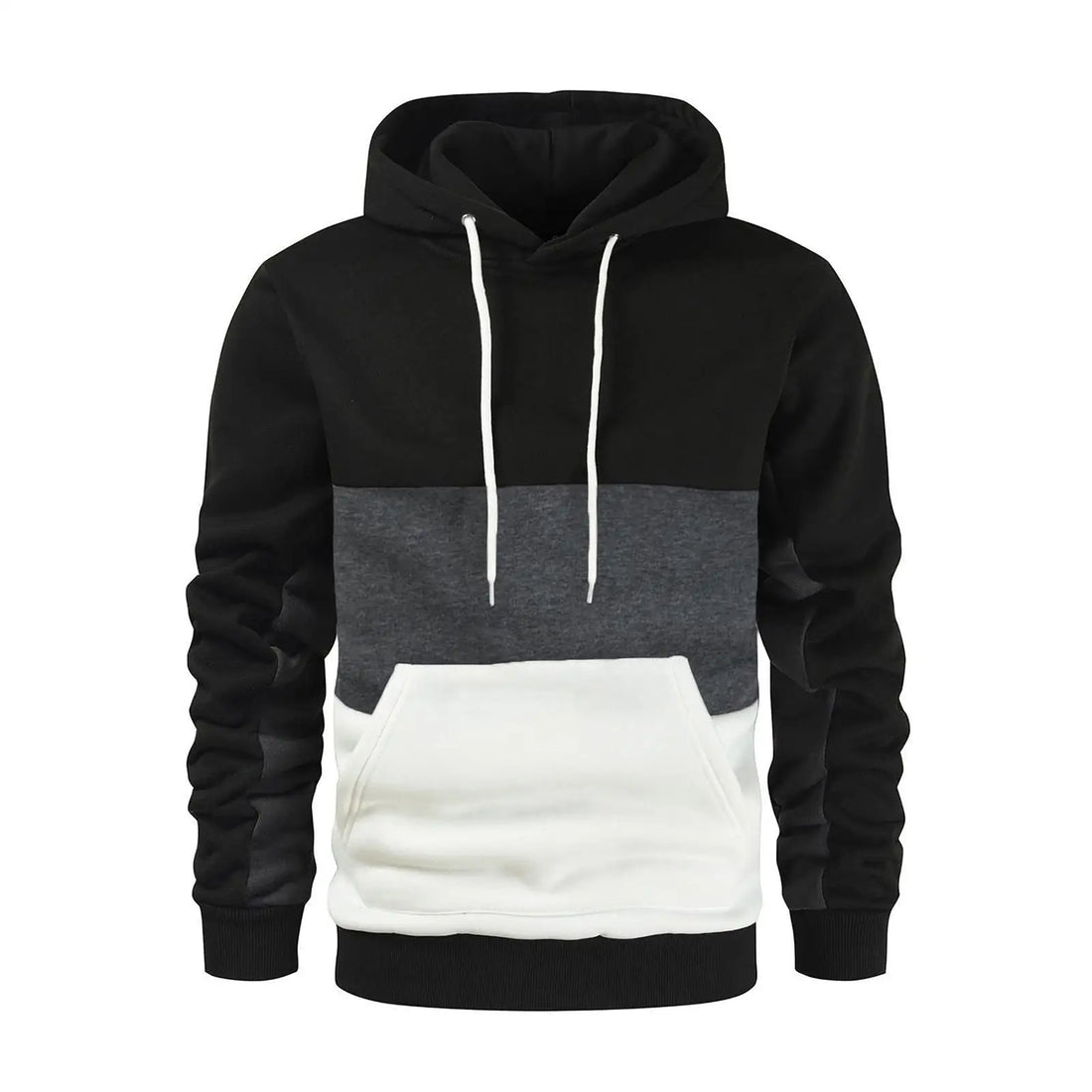 New Men's Patchwork Hoodie Outdoor Casual Sportswear Street Fashion Men's Fleece Thermal Hooded Sweatshirt Fall Winter Black - Buy online at  Vibe In Cart.