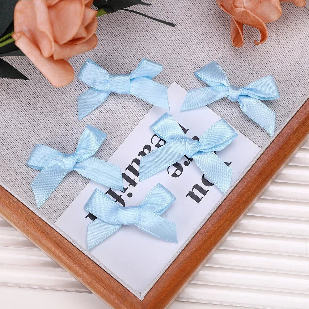 Mini Hair Clips with Handmade Ribbon Bows, 5-24 Pieces