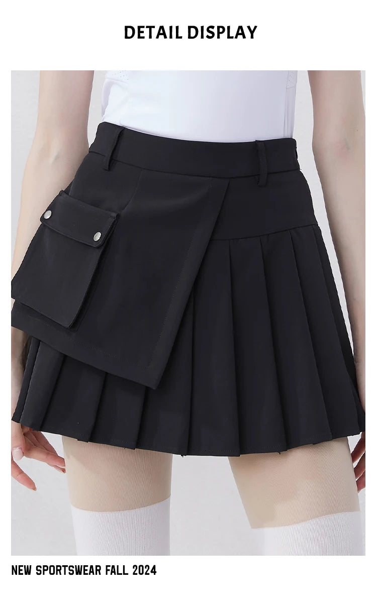 Golfist Golf New Style Short Pleated Skirt High Waist Asymmetrical Casual Gym Tennis Loose Mini Skirt With Shorts Golf Clothes