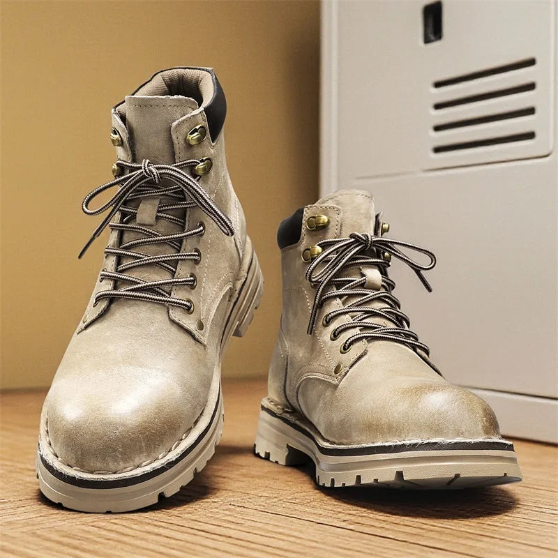 Luxury Brand Outdoor Men's Boots High-Top Leather Hiking Boots Classic Male Ankle Shoes Motocross Sneakers Casual Leather Shoes - Buy online at  Vibe In Cart.