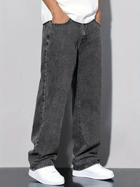2025 New Style Streetwear Straight-Leg Jeans for Men, Fashionable Straight-Leg Loose-Fit Denim Pants - Buy online at  Vibe In Cart.
