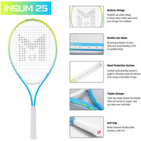 INSUM Kids Tennis Racket 17/19/21/23/25 Inches with Cover Bag Lightweight Aluminium Alloy Racquet for Children - Buy online at  Vibe In Cart.