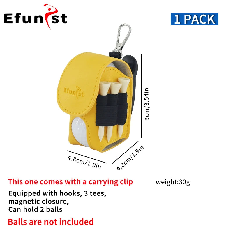 Small Golf Waist Bag in PU with Magnetic Closure, 3 54 mm Tees and Ball Clip