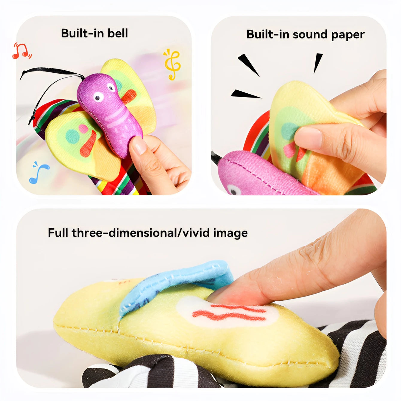 Baby toys - Newborn wrist bell rattle sock with sound paper toy for soothing and early education set - Soft touch